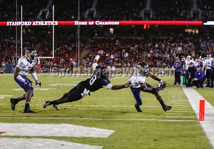 2013Stanford-Wash-012.JPG - Oct. 5, 2013; Stanford, CA, USA; Washington Huskies wide receiver Jaydon Mickens scores on a 1 yard pass with 4:08 to play against the Stanford Cardinal at  Stanford Stadium. Stanford defeated Washington 31-28.